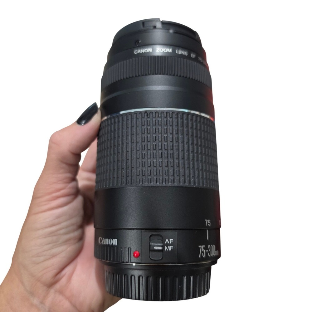 Canon EF 75-300mm f/4-5.6 III Lens Bundle with Mic Tripod 64GB SD & Vivitar Bag